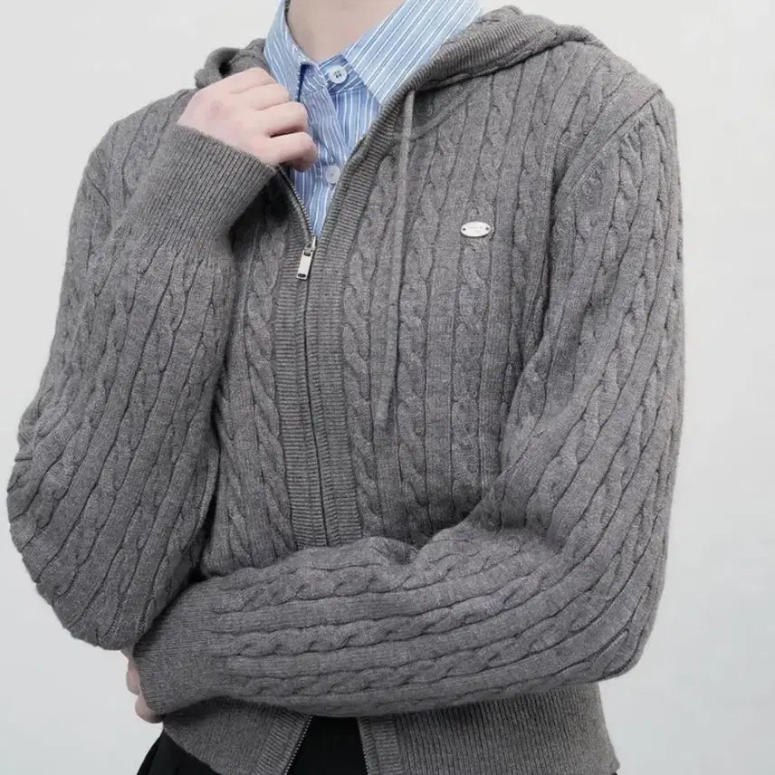 [BUNJANG] General Idea Cable Knit Hooded Zip-up / 제네럴아이디어 후드집업