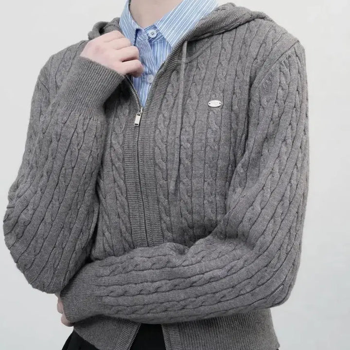 [BUNJANG] General Idea Cable Knit Hooded Zip-up / 제네럴아이디어 후드집업