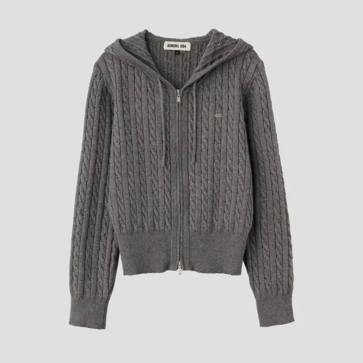 [BUNJANG] General Idea Cable Knit Hooded Zip-up / 제네럴아이디어 후드집업