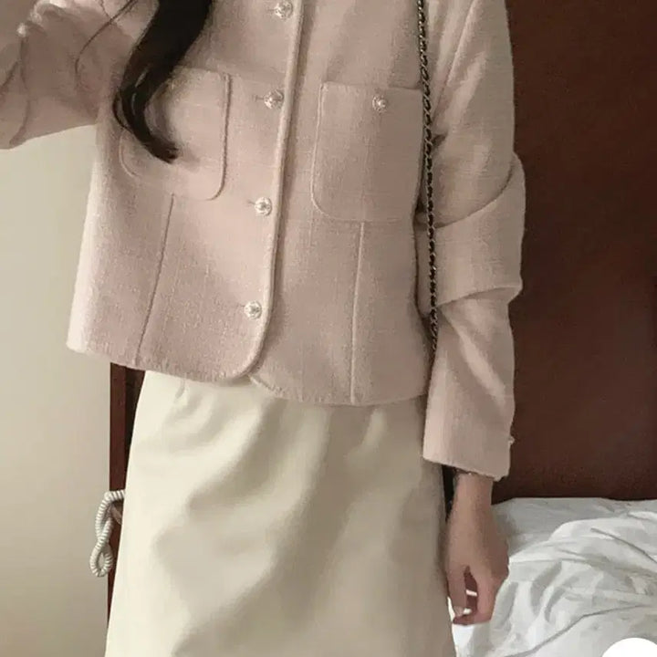 [SOLD OUT] 메리어라운드 멜로 스티치 라운드 트위드 자켓