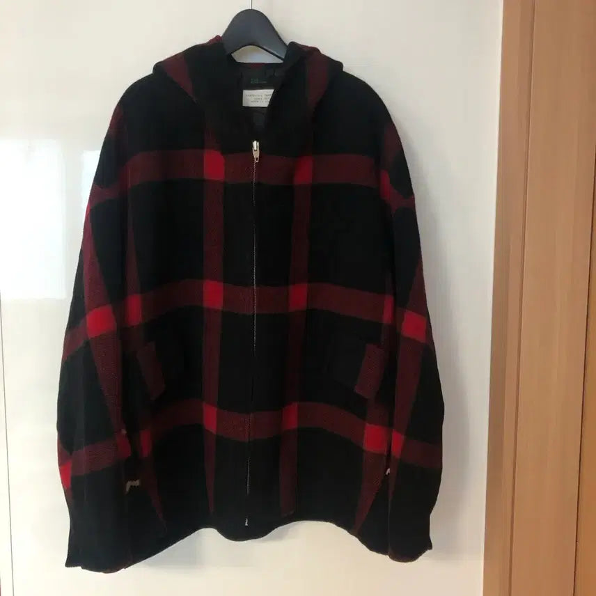[BUNJANG] Benetton Alexander Checkered Hooded Handmade Coat / 베네통 21년 알렉산더 체크 후드 핸드메이드 코트 노르딕 에스닉