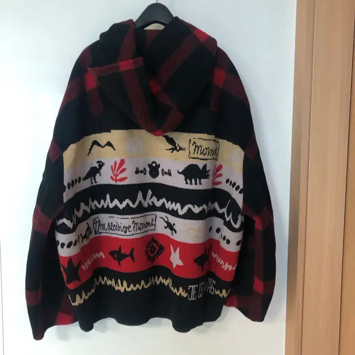 [BUNJANG] Benetton Alexander Checkered Hooded Handmade Coat / 베네통 21년 알렉산더 체크 후드 핸드메이드 코트 노르딕 에스닉