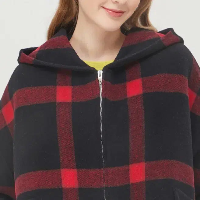 [BUNJANG] Benetton Alexander Checkered Hooded Handmade Coat / 베네통 21년 알렉산더 체크 후드 핸드메이드 코트 노르딕 에스닉