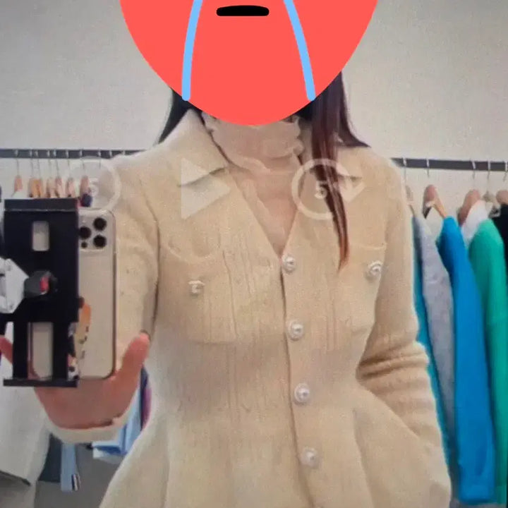 [BUNJANG] Ivory Pearl Button Knit Cardigan / (새상품)아이보리 진주 버튼 니트 가디건