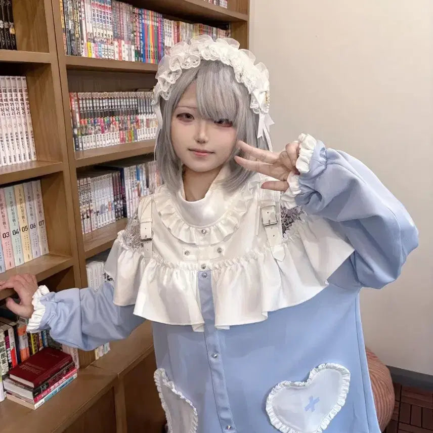 [BUNJANG] Frill Top, Shorts, and Leg Warmers Set / 지뢰계 양산형 프릴 상의+반바지+레그워머 세트