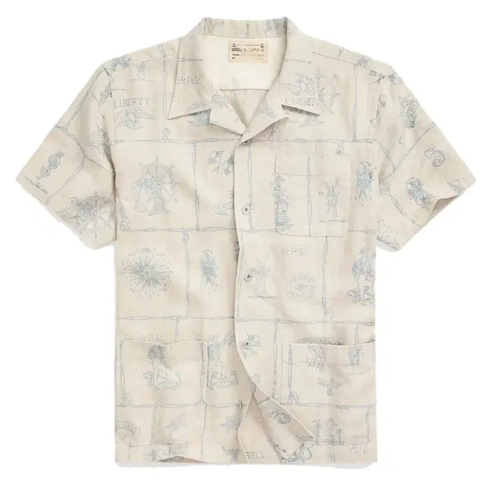 [SOLD OUT] [새상품/M] RRL 프린트 인디고 리넨 캠프 셔츠 팝니다.