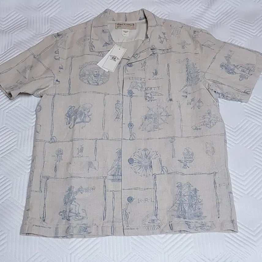 [SOLD OUT] [새상품/M] RRL 프린트 인디고 리넨 캠프 셔츠 팝니다.