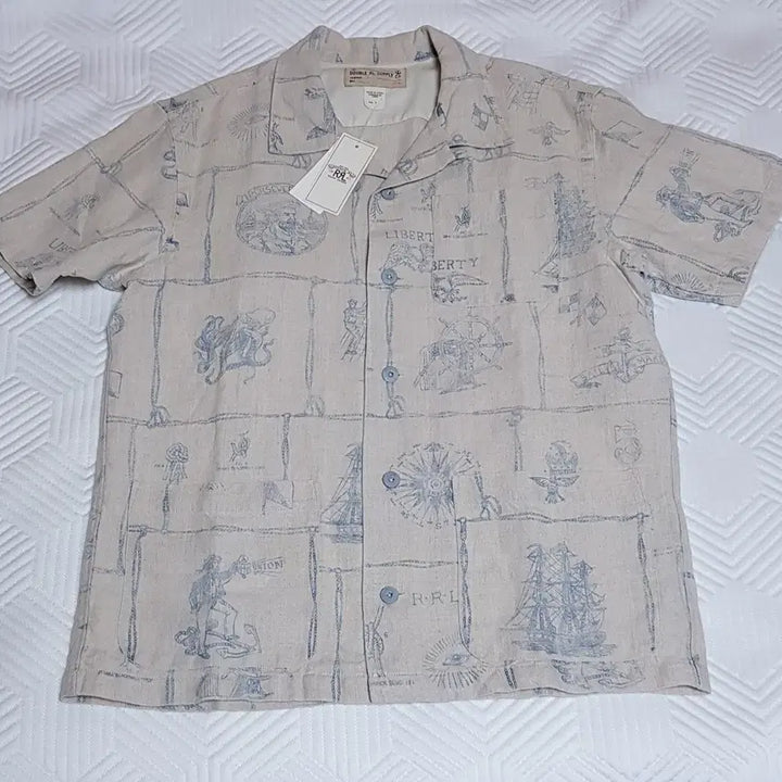 [SOLD OUT] [새상품/M] RRL 프린트 인디고 리넨 캠프 셔츠 팝니다.