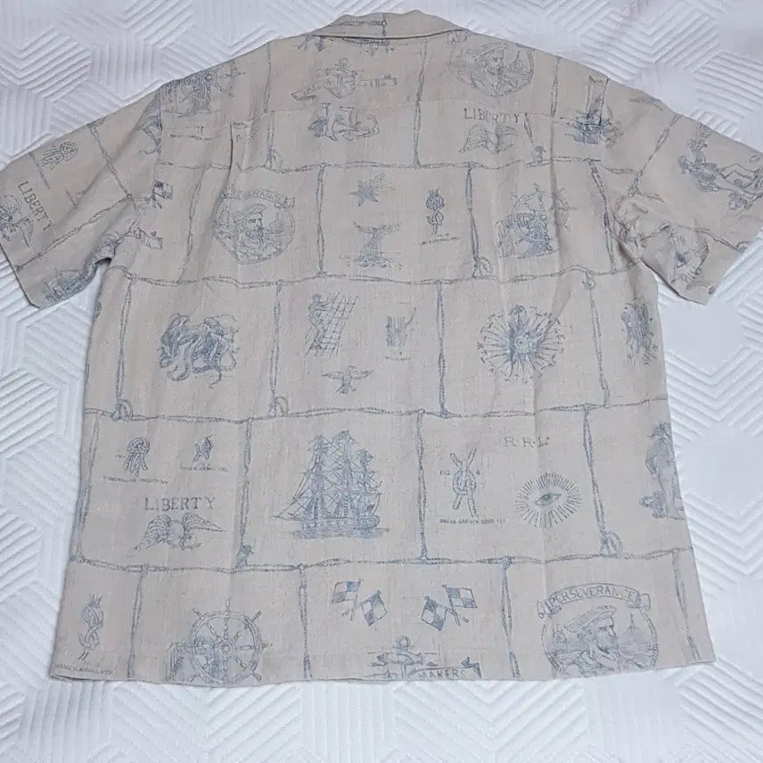 [SOLD OUT] [새상품/M] RRL 프린트 인디고 리넨 캠프 셔츠 팝니다.