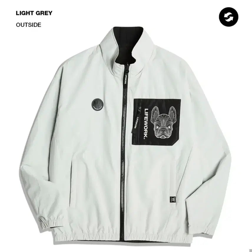 [BUNJANG] LIFEWORK Reversible Jacket - Light Grey (Size L) / 라이프워크 더블라독 리버시블 자켓 L