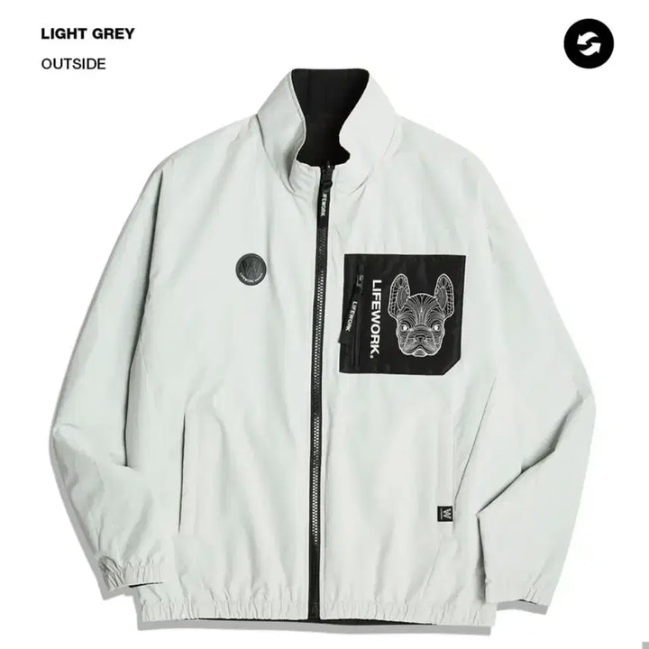 [BUNJANG] LIFEWORK Reversible Jacket - Light Grey (Size L) / 라이프워크 더블라독 리버시블 자켓 L