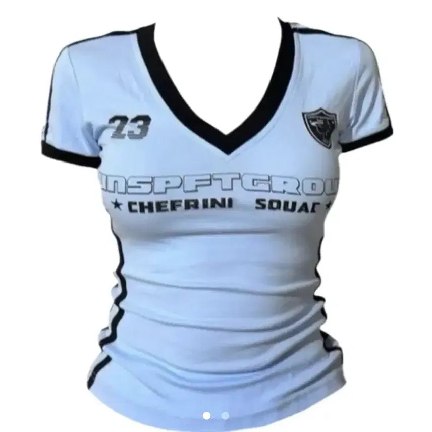 [BUNJANG] Y2K Vintage Lettering Crop Top / 브이넥 Y2K 빈티지 레터링 크롭티