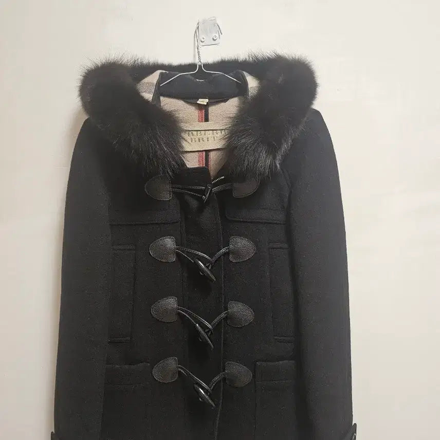 [BUNJANG] Burberry Brit Hooded Black Duffle Coat (Double) 55 Size / 버버리 브릿 후드 블랙 더플(더블)코트 55사이즈