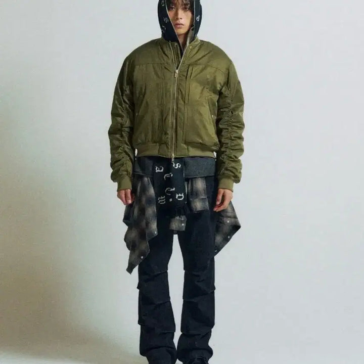 [BUNJANG] Slow Acid TYPE-2 Shirring Bomber Jacket [Khaki] / 슬로우애시드 TYPE-2 셔링 봄버 점퍼 [카키]
