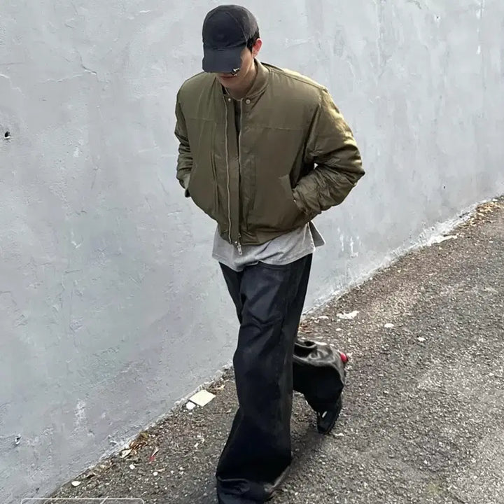 [BUNJANG] Slow Acid TYPE-2 Shirring Bomber Jacket [Khaki] / 슬로우애시드 TYPE-2 셔링 봄버 점퍼 [카키]