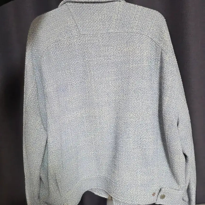 [BUNJANG] Solid Homme Blue Tweed Zip-Up Jacket (Size 48) / 솔리드옴므 블루 트위드 집업 자켓48 사이즈