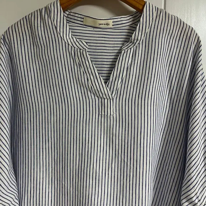 [BUNJANG] Vintage Striped Linen Blend Blouse / (일본 수입 빈티지)셔츠 블라우스 가오리핏 스트라이프 린넨 삼 레이온