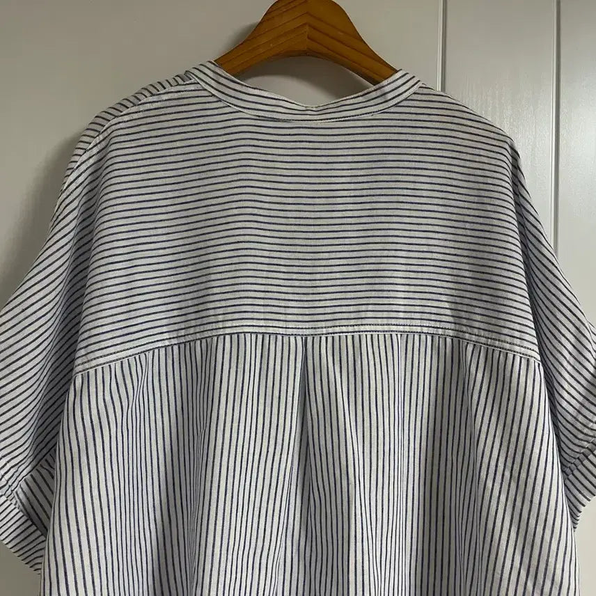 [BUNJANG] Vintage Striped Linen Blend Blouse / (일본 수입 빈티지)셔츠 블라우스 가오리핏 스트라이프 린넨 삼 레이온