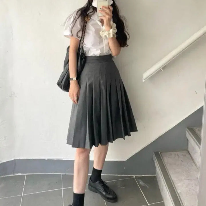 [BUNJANG] Pleats Crop Blouse / 플레따 핀턱 크롭 블라우스