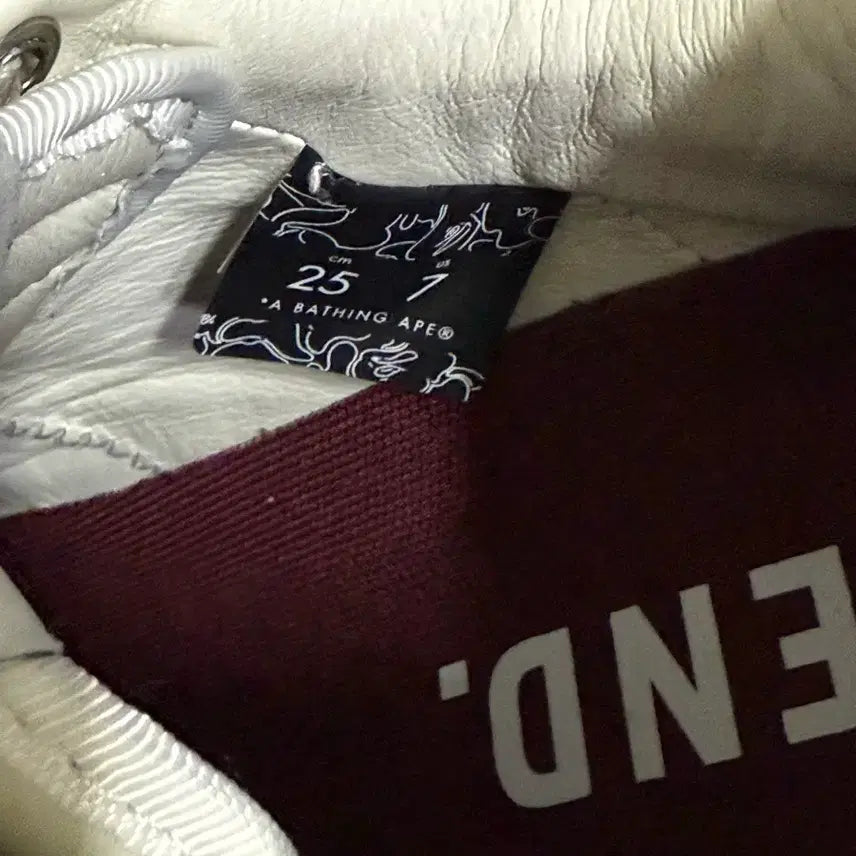 [BUNJANG] BAPE x END. Bapesta Green Burgundy Sneakers / [250/US 7] 베이프 X 엔드 콜라보 베이프스타 그린 버건디