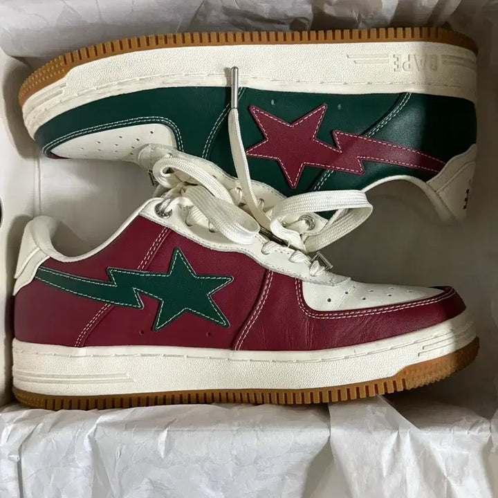 [BUNJANG] BAPE x END. Bapesta Green Burgundy Sneakers / [250/US 7] 베이프 X 엔드 콜라보 베이프스타 그린 버건디