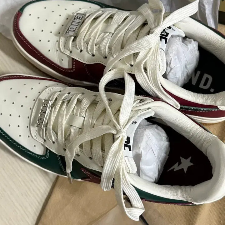[BUNJANG] BAPE x END. Bapesta Green Burgundy Sneakers / [250/US 7] 베이프 X 엔드 콜라보 베이프스타 그린 버건디