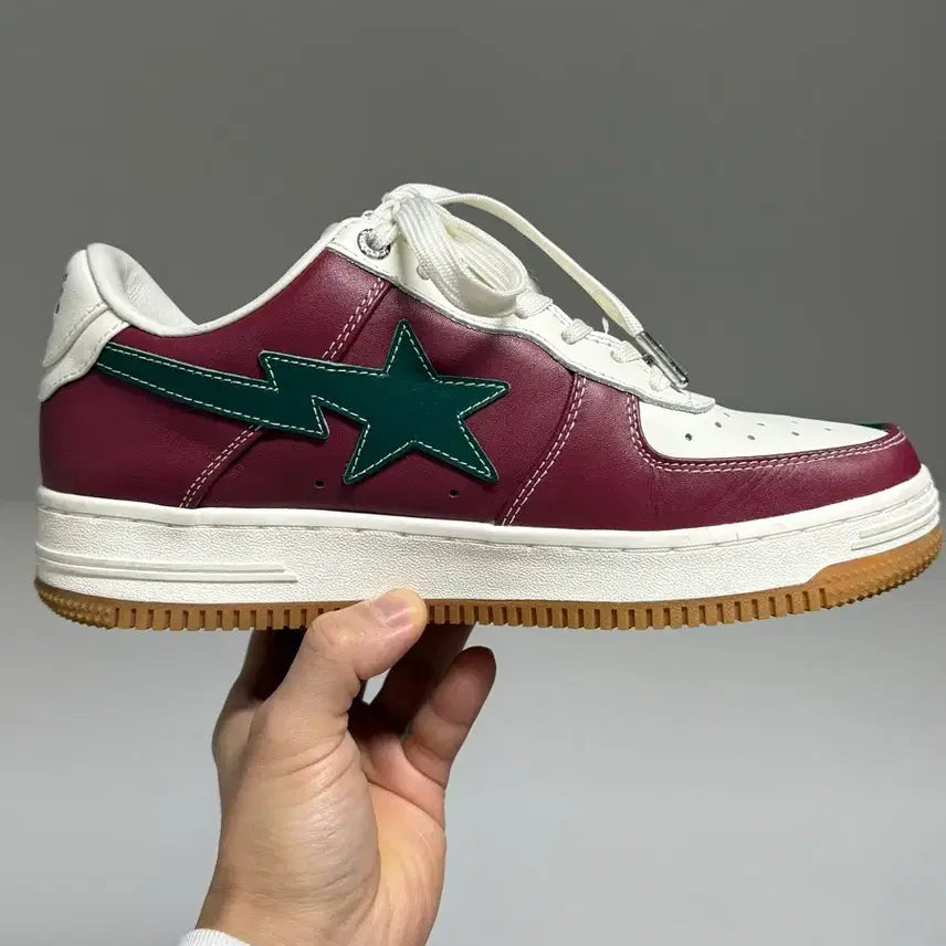 [BUNJANG] BAPE x END. Bapesta Green Burgundy Sneakers / [250/US 7] 베이프 X 엔드 콜라보 베이프스타 그린 버건디