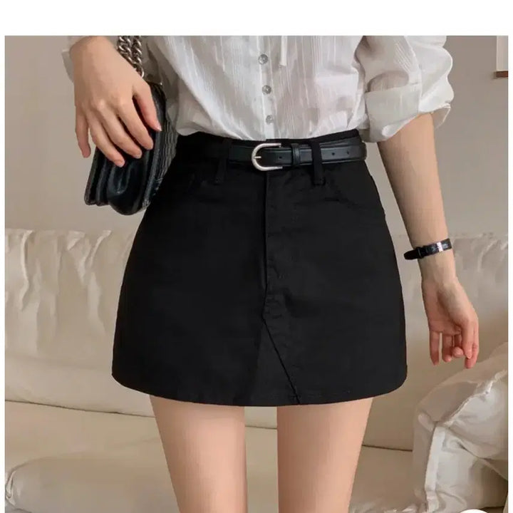 [BUNJANG] Ablly High Waist A-Line Skirt / 에이블리 하이웨스트 포켓 A라인 스커트 치마