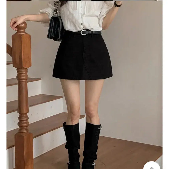 [BUNJANG] Ablly High Waist A-Line Skirt / 에이블리 하이웨스트 포켓 A라인 스커트 치마
