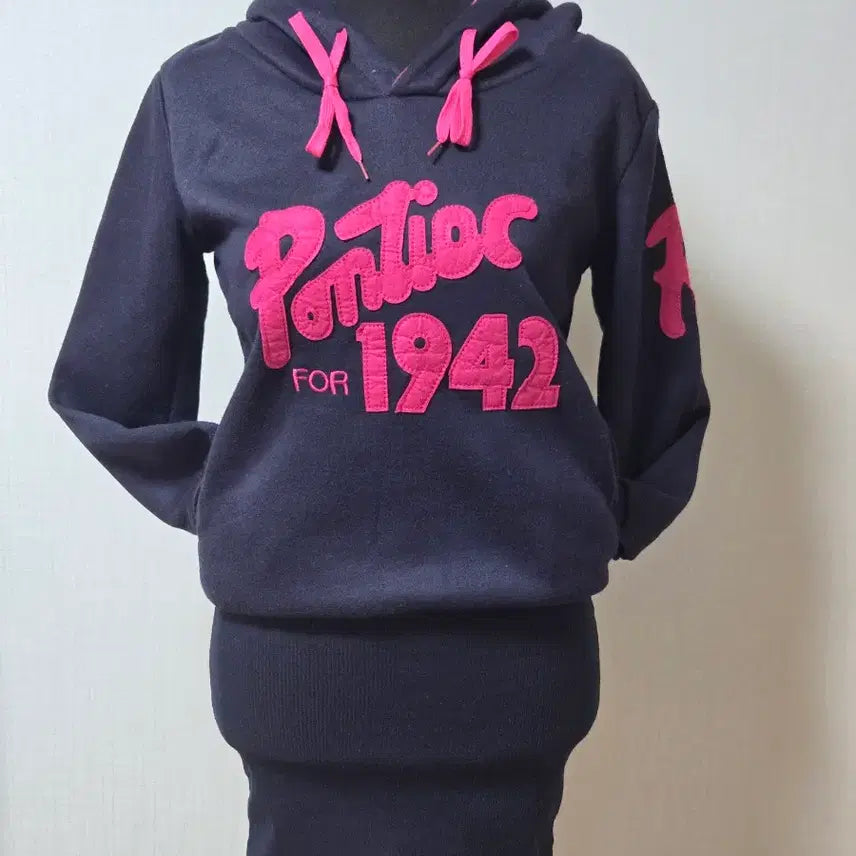 [BUNJANG] Mini Dress Navy / 기모 후드 미니 원피스 네이비 핫핑크포인트 슬립핏