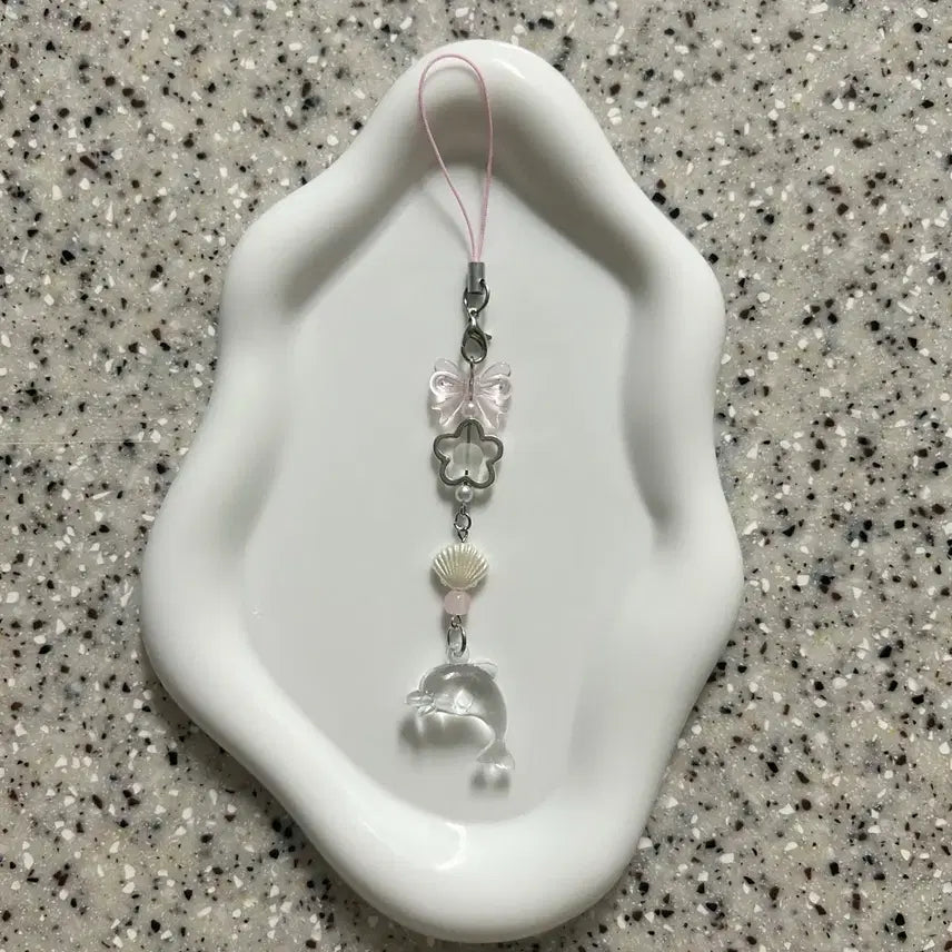 [BUNJANG] Transparent Dolphin Bead Keyring / 투명 돌고래 비즈키링