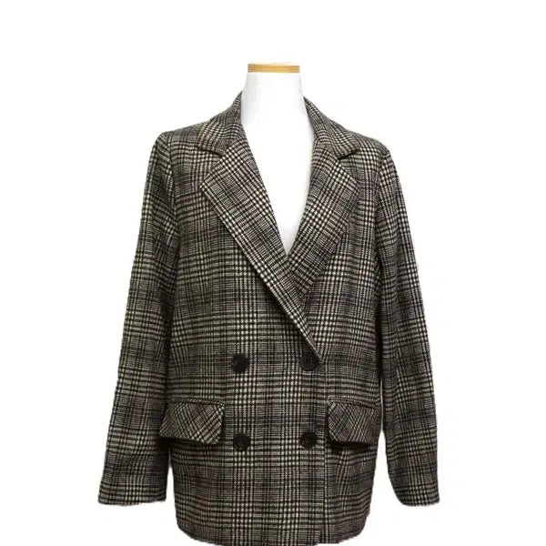 [BUNJANG] K101 Women's Checkered Double Blazer Jacket / k101 새상품 체크다블자켓/여성자켓/여66-77/키150-160/사놀까