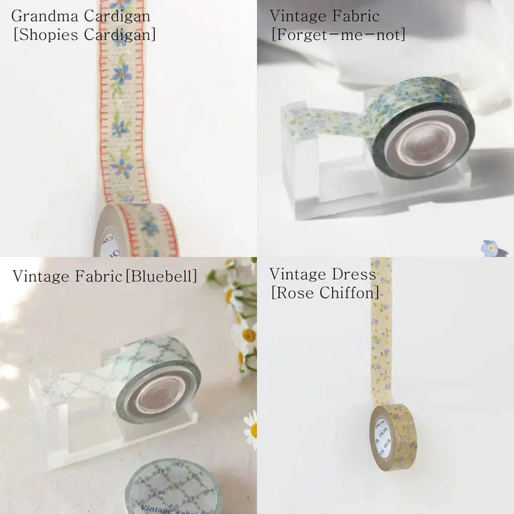 [BUNJANG] Vintage Fabric Washi Tape Set / [보키] 빈티지패브릭 마테 4종 세트 / 소분 마테띵