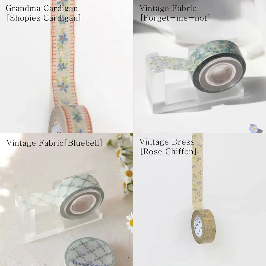 [BUNJANG] Vintage Fabric Washi Tape Set / [보키] 빈티지패브릭 마테 4종 세트 / 소분 마테띵