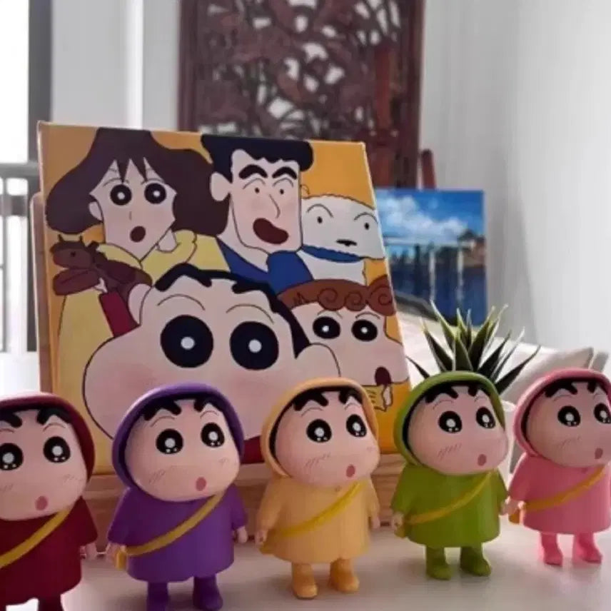 [BUNJANG] Crayon Shin-chan Raincoat Figure Bundle Set / 짱구는 못말려 피규어 짱구 우비 피규어 미개봉 5종 세트로 일괄 판매