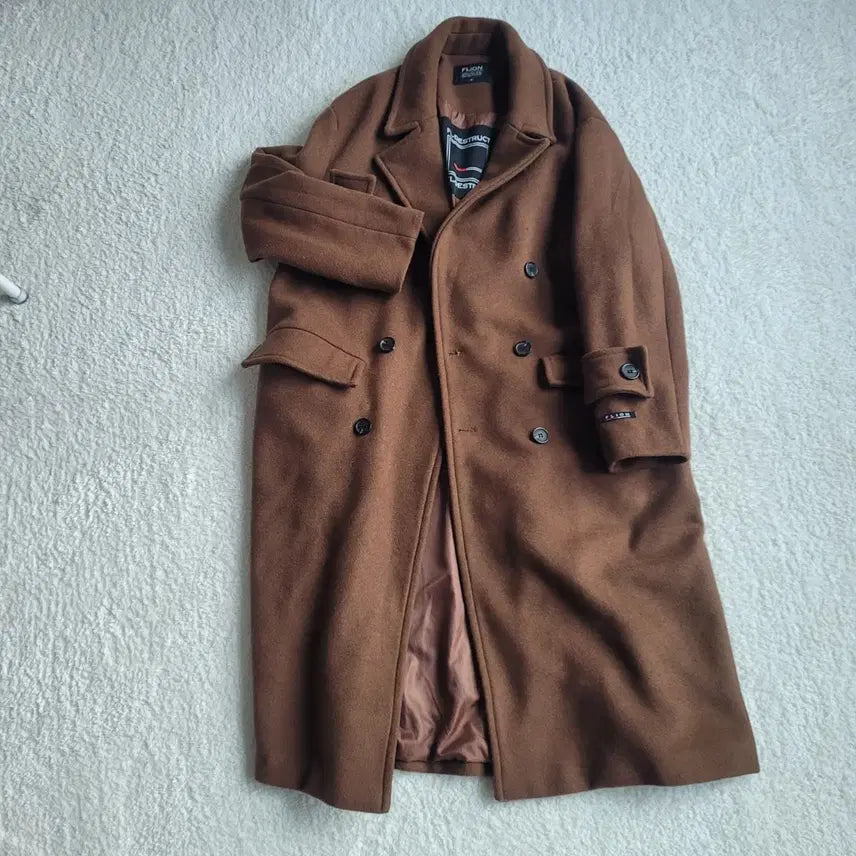 [BUNJANG] FLION Brown Double Long Coat (Size M) / 브라운 롱코트