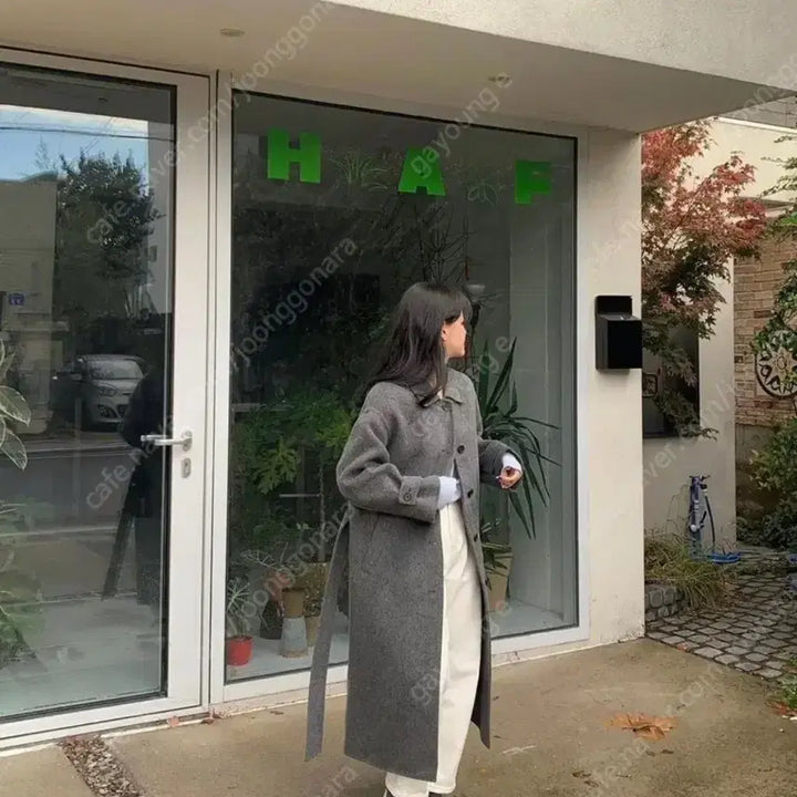 [BUNJANG] Handmade Long Coat Charcoal / 포코마켓 핸드메이드 롱코트 차콜