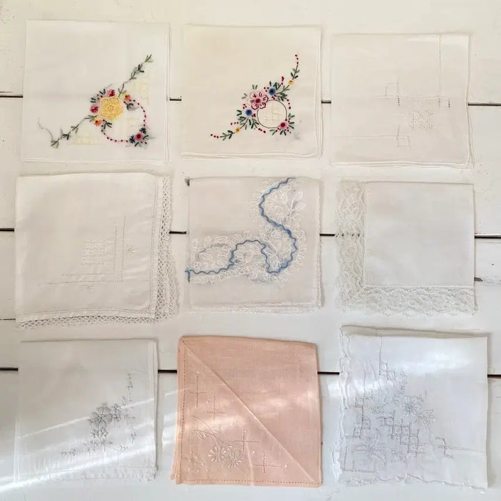 [BUNJANG] Vintage Lace Embroidery Handkerchief / 빈티지 레이스 자수 손수건 웨딩행키