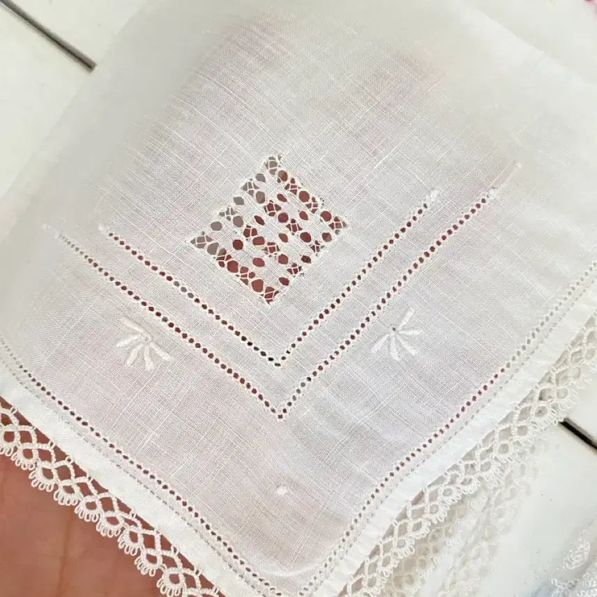 [BUNJANG] Vintage Lace Embroidery Handkerchief / 빈티지 레이스 자수 손수건 웨딩행키