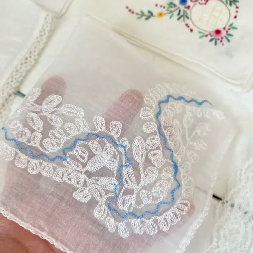 [BUNJANG] Vintage Lace Embroidery Handkerchief / 빈티지 레이스 자수 손수건 웨딩행키