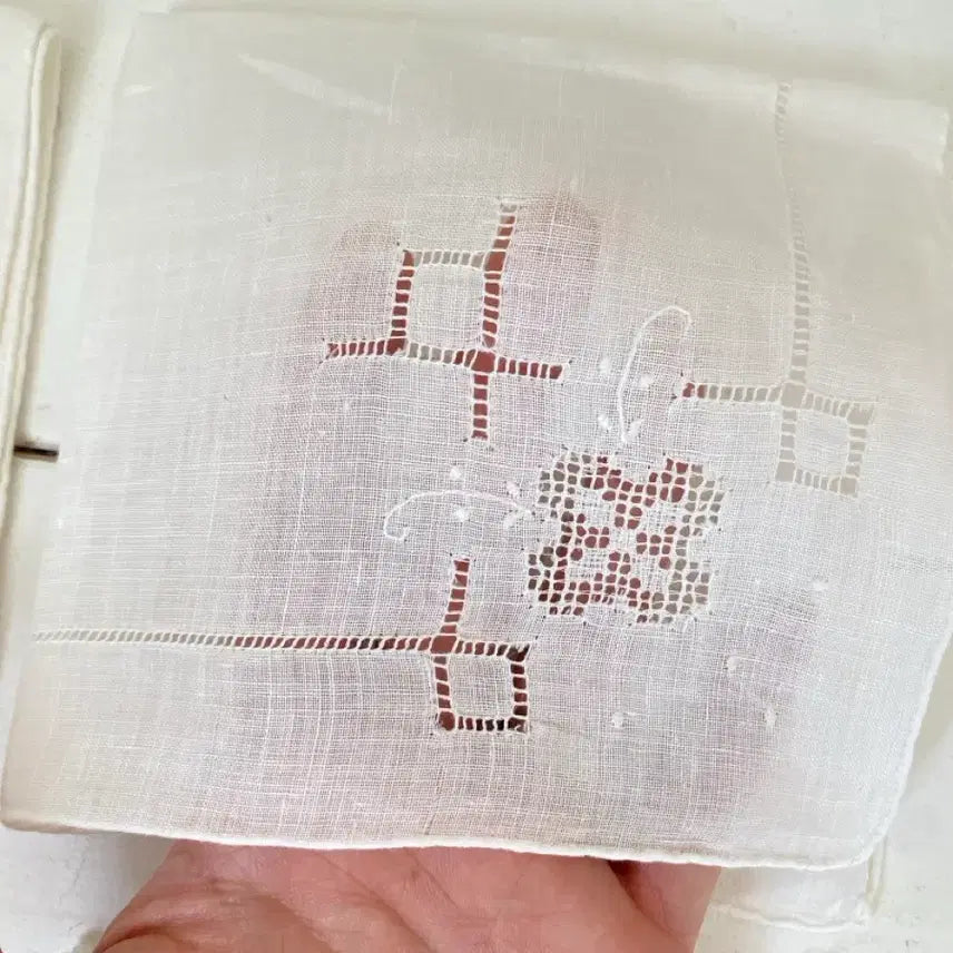 [BUNJANG] Vintage Lace Embroidery Handkerchief / 빈티지 레이스 자수 손수건 웨딩행키