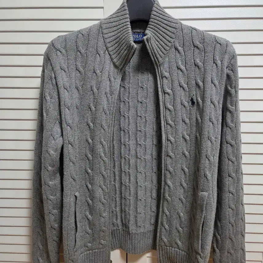 [BUNJANG] Polo Cable Knit Full Zip Sweater / 폴로 케이블 니트 풀 지퍼 스웨터 m
