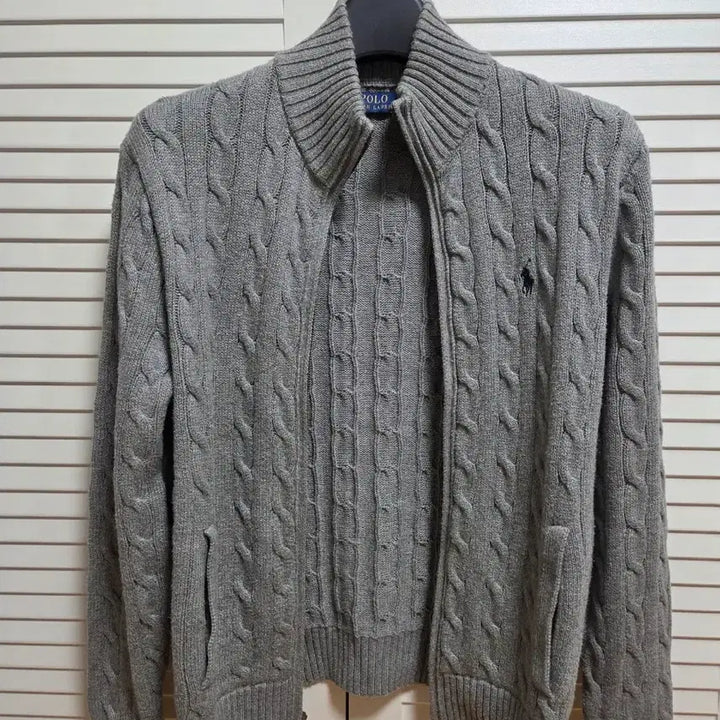 [BUNJANG] Polo Cable Knit Full Zip Sweater / 폴로 케이블 니트 풀 지퍼 스웨터 m