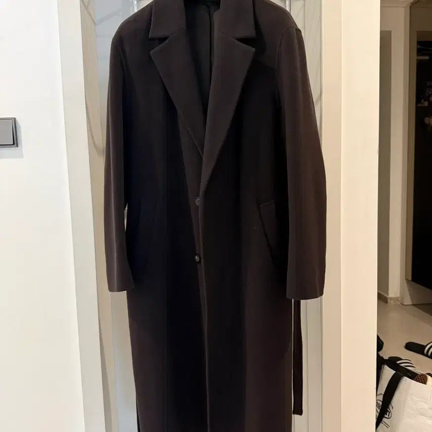 [BUNJANG] ZIG Fortex Cashmere Brown Robe Coat / 지이크 FORTEX 핸드메이드 캐시미어  브라운 로브 코트 100