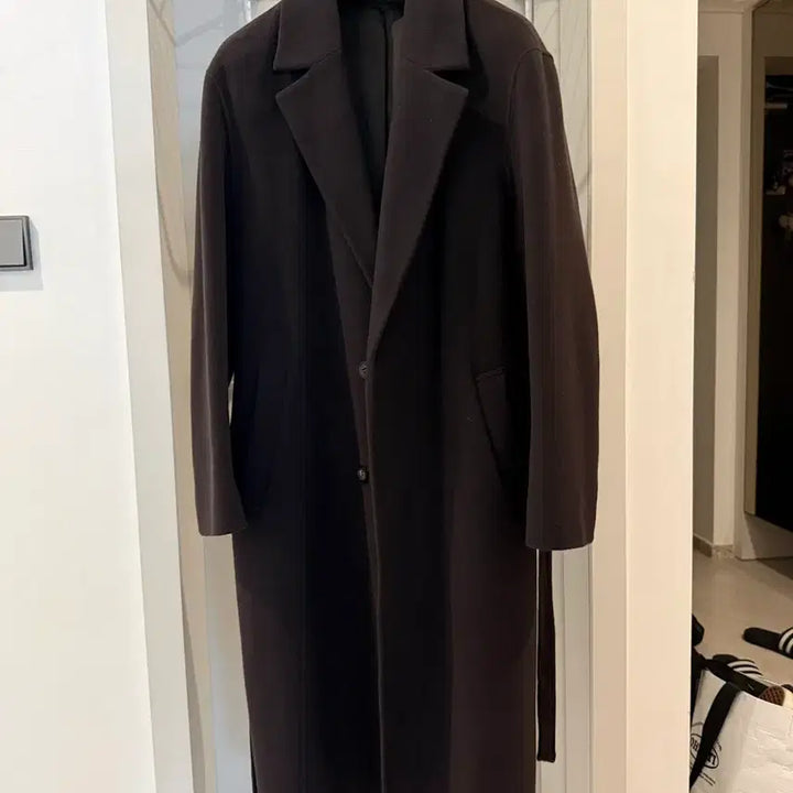 [BUNJANG] ZIG Fortex Cashmere Brown Robe Coat / 지이크 FORTEX 핸드메이드 캐시미어  브라운 로브 코트 100