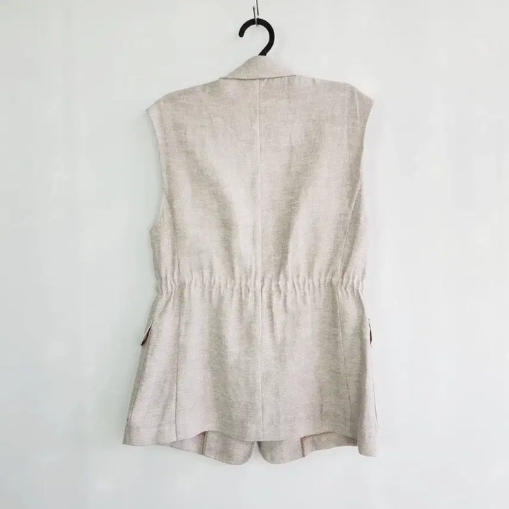 [BUNJANG] Eselia Beige Linen Style Vest Jacket (Size 66) / 0304 에셀리아 베이지 린넨 스타일 조끼 자켓 66사이즈