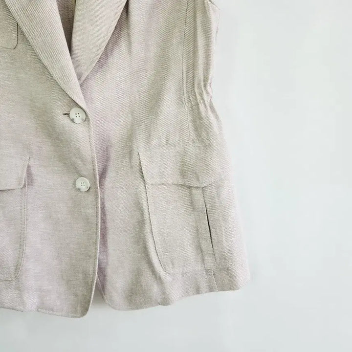 [BUNJANG] Eselia Beige Linen Style Vest Jacket (Size 66) / 0304 에셀리아 베이지 린넨 스타일 조끼 자켓 66사이즈