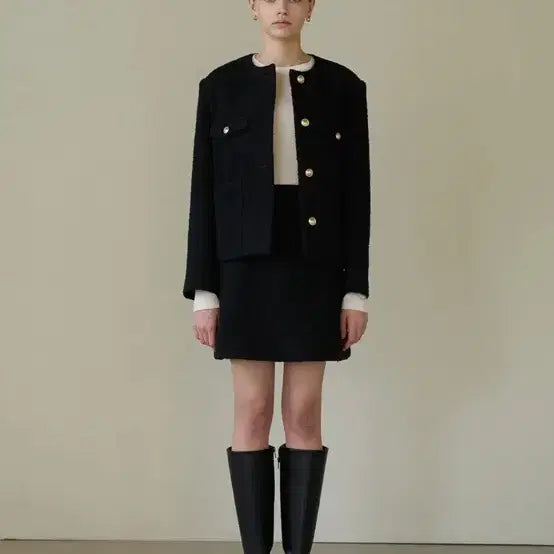 [BUNJANG] Step Around Alpaca Boucle Jacket and Skirt Set / 스텝어라운드 알파카 부클 자켓 스커트 셋업