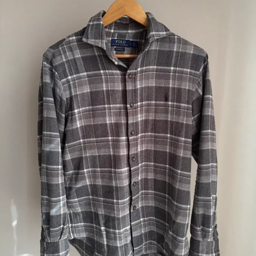 [SOLD OUT] 폴로 플란넬 셔츠 그레이체크 클래식핏 S