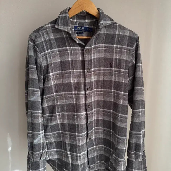 [SOLD OUT] 폴로 플란넬 셔츠 그레이체크 클래식핏 S